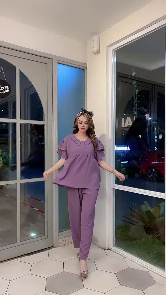 Setelan Celana Panjang Andrea Crinkle Airflow Tali Belakang Busui Claressa Collection Wanita Baju Dewasa setelan  wanita