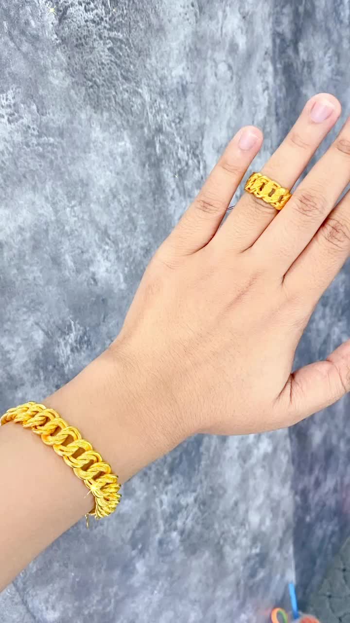 Gelang Cincin Coco Mas Penang, Tahan Lama dengan Pelapisan Logam Kayu yang Awet