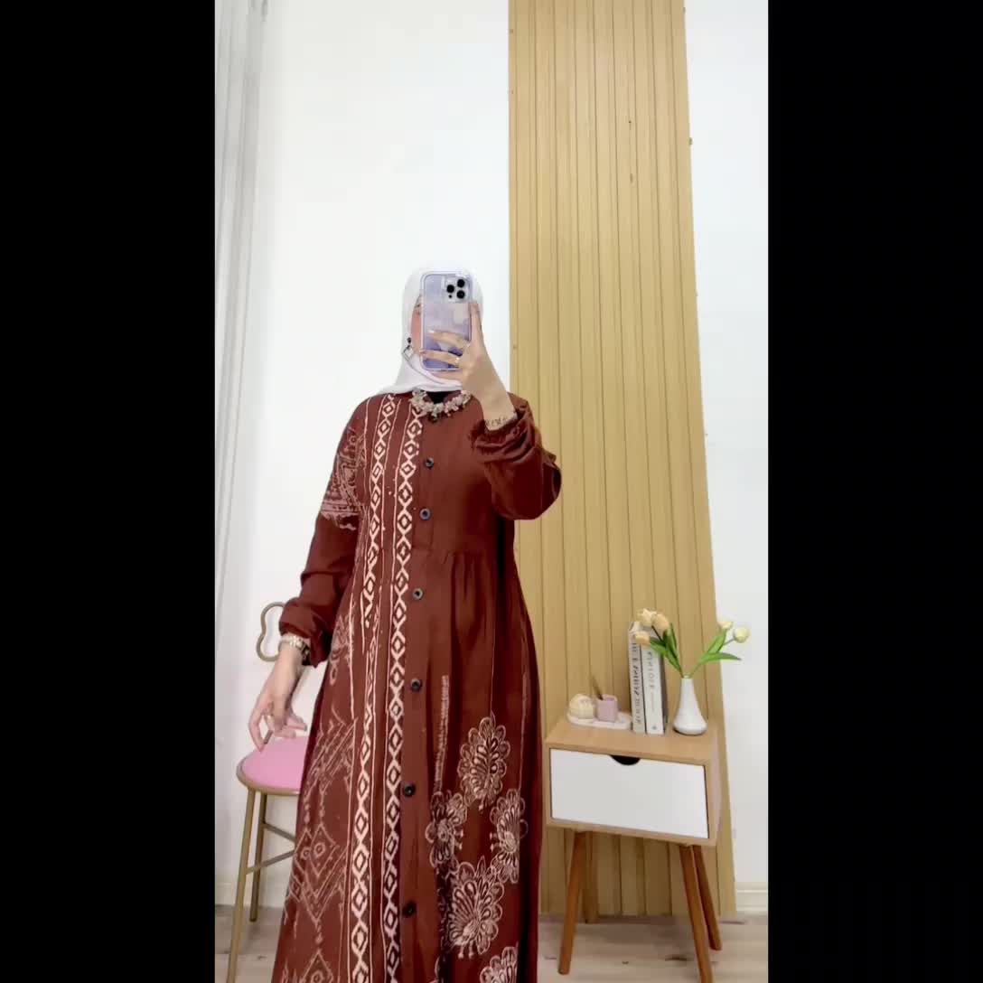 gamis batik cap rayon semi twill gamis terbaru super adem