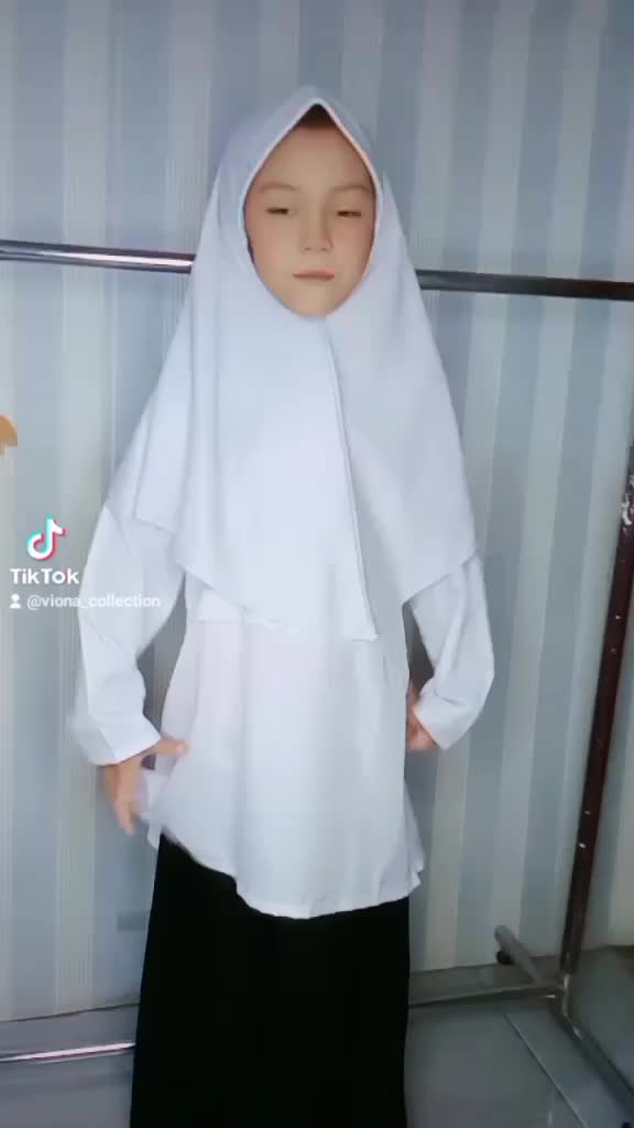 Setelan Muslimah Anak Perempuan Hitam Putih baju  katun Rok Fernando Baju Sekolah Nyaman