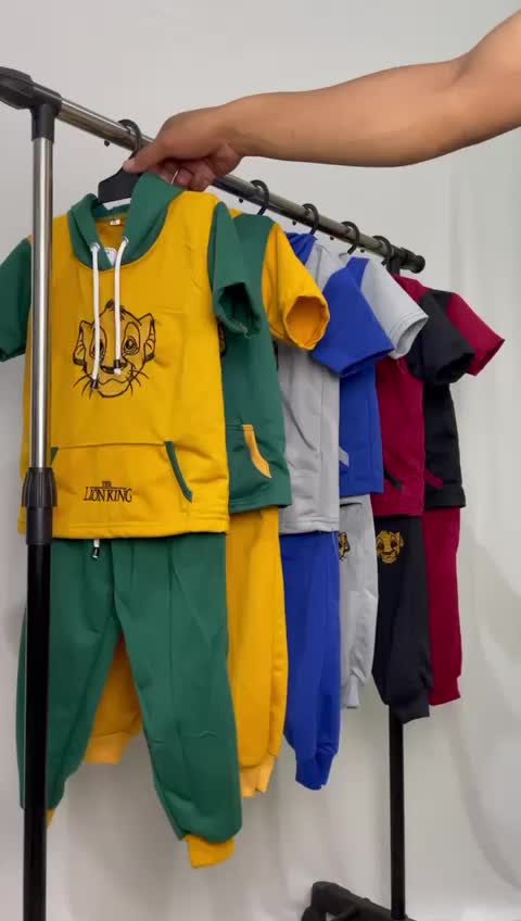 Jogger Hoodie Kupluk Setelan Anak 6 Bulan - 7 Tahun Bordir Lion Unisex Laki Laki Perempuan - Sweater Lengan Pendek Celana Panjang Baju Kaos Cowok Cewek Katun