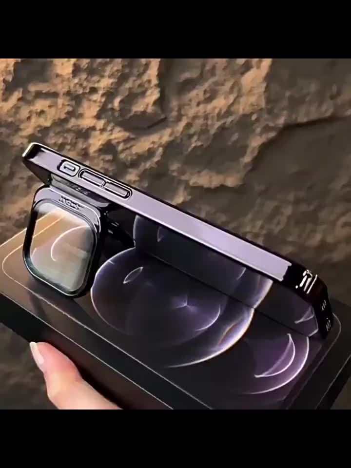 Titanium Flip Lensa Hard Casing Untuk IPhone 16 15 Pro Max 12 13 14 Pro Max bening dengan Perlindungan Kamera handphone stand case Aksesoris Ponsel Penutup