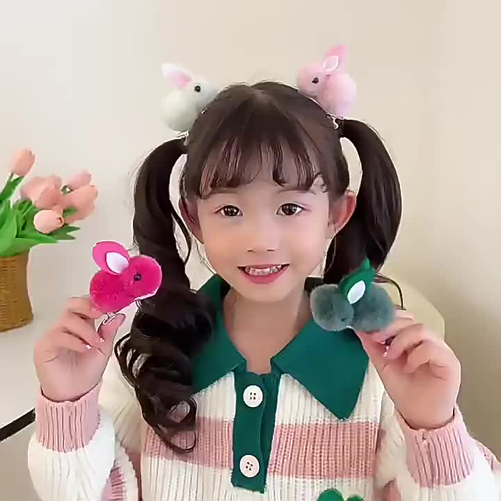 Jepit Rambut Anak 2pcs Model Hiasan Kelinci Rabbit Lucu Jepitan Perempuan Wanita Cantik Cepitan Jepet Karakter Bulu Aksesoris Rambut HZD Collection JPT08