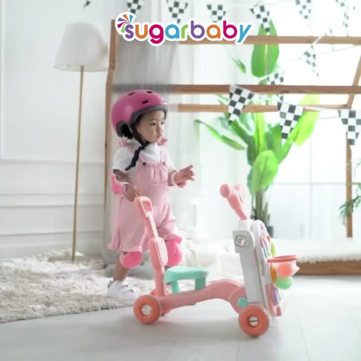 Sugarbaby 5in1 Activity Walker Ride-On and Scooter Blue Pink Roda Toys FREE BUBBLE Bayi