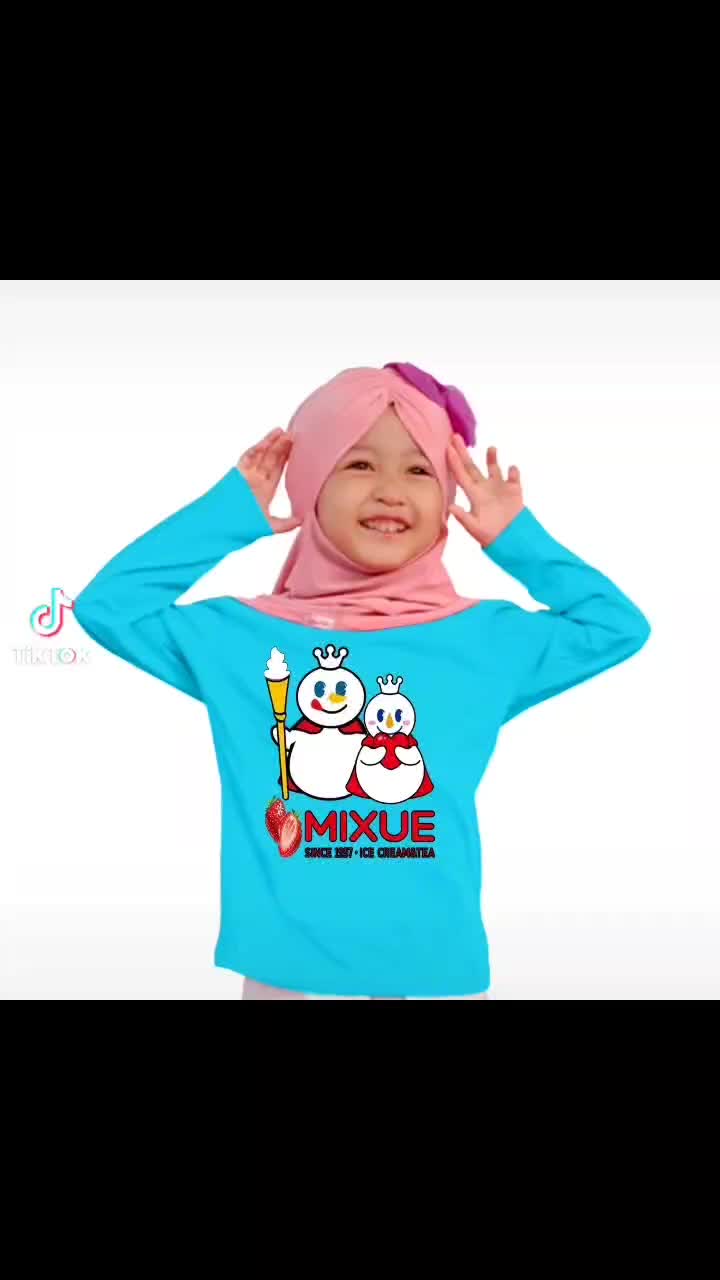 Baju Atasan Anak Es Mixue Strowberry Printing DTF-Atasan Anak Lengan Panjang 1-10 Tahun