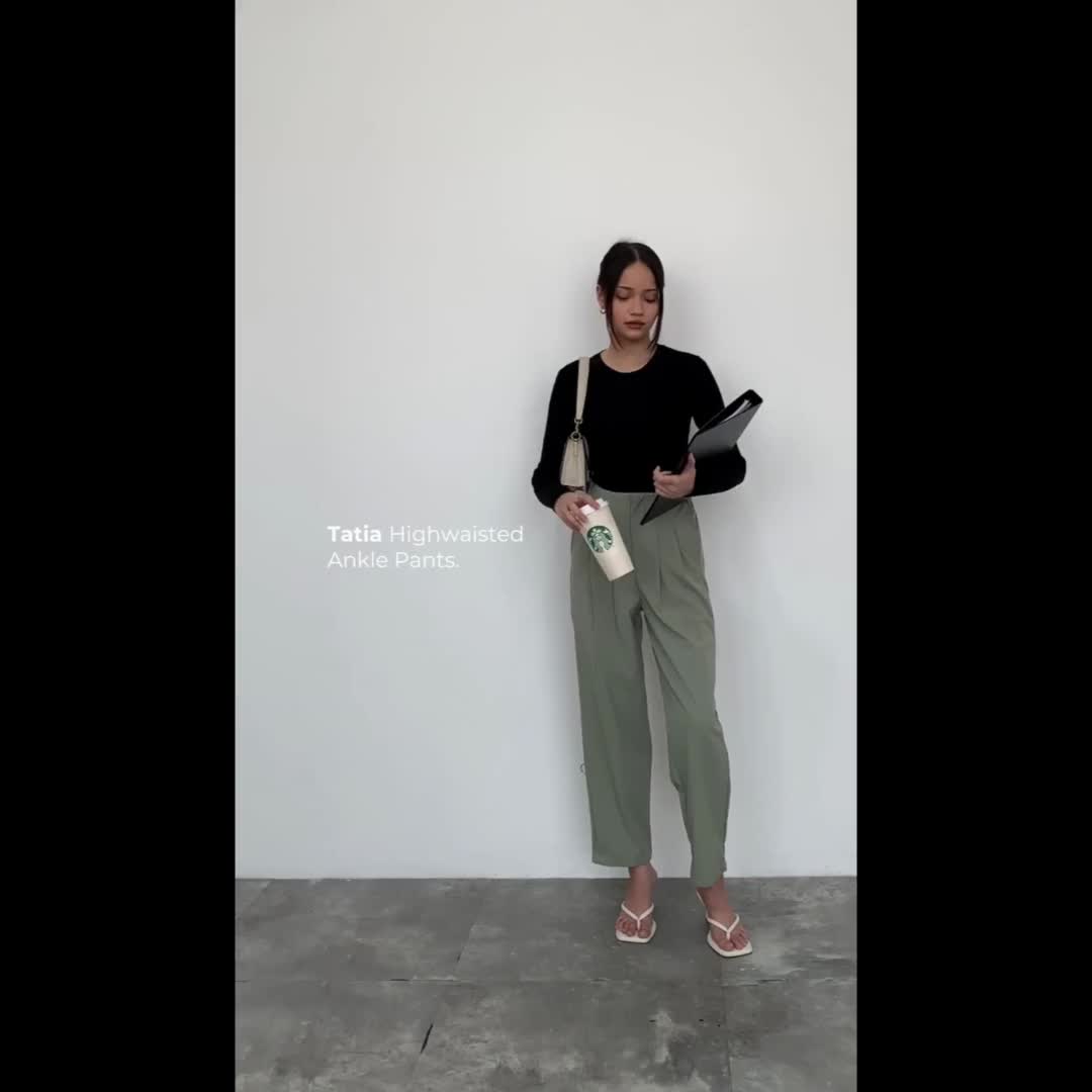 KAIAHATI - Tatia Highwaisted Ankle Pants with Darts Celana Office High Waist Casual Wanita Basic Formal Kantor