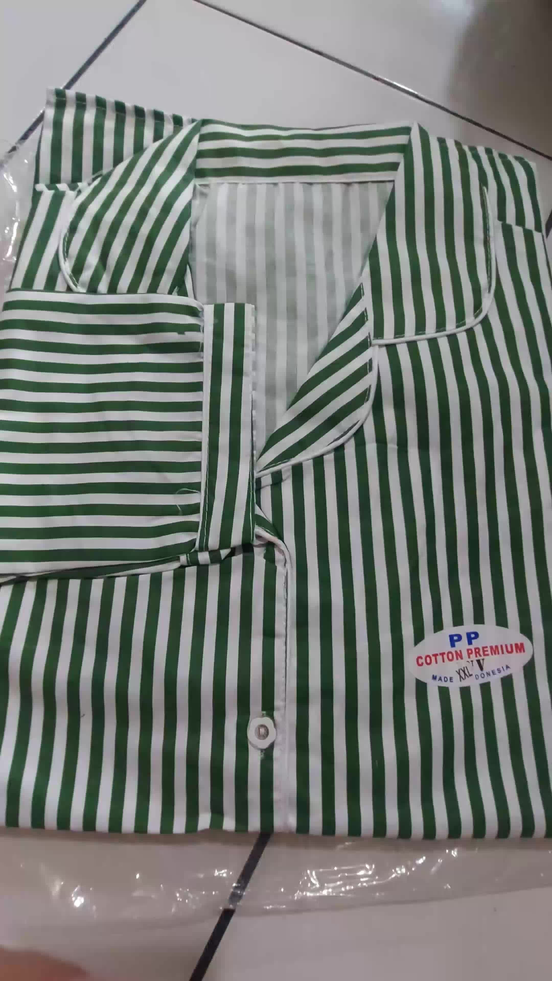 Piyama PP jumbo XXL LD 112cm Setelan baju tidur motif garis/salur Celana Kancing