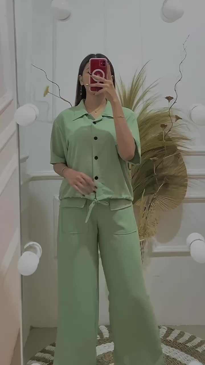 Setelan Crinkle Cargo Set Crincle One Set Crinkle Premium Setelan Crinkle Saku Depan