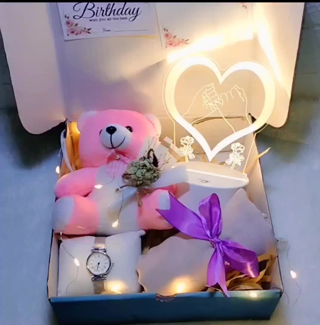 Paket Kado ulang tahun cewek hampers hijab jam tangan Boneka Hadiah Pita anniversary congratulation happy birthday valentines giftbox kado lampu kado wanita kado anniversari
