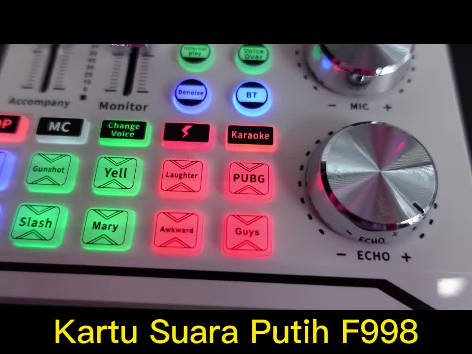 Siborie  White F998 Sound Card Mixer Bluetooth Soundcard live phone PC-live