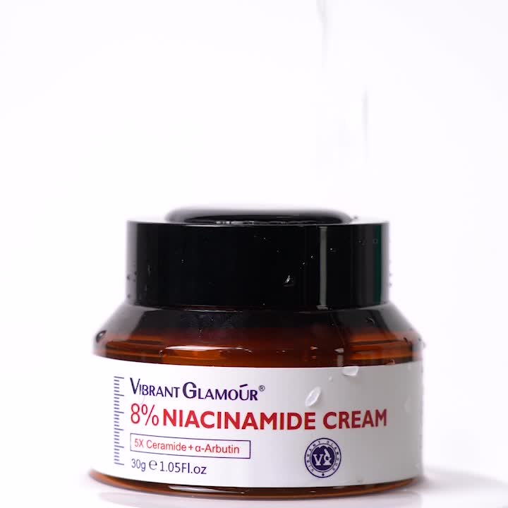 VIBRANT GLAMOUR [BPOM] 8% Niacinamide Pemutih Moisturizer Cream 30g 5X Ceramid Skin Barrier Repair Moisturize Gel Pelembab Wajah Mencerahkan Krim Siang Krim Malam Memudar Bintik-bintik Gelap Mengurangi Bintik-bintik Perawatan Kulit Normal Sensitif