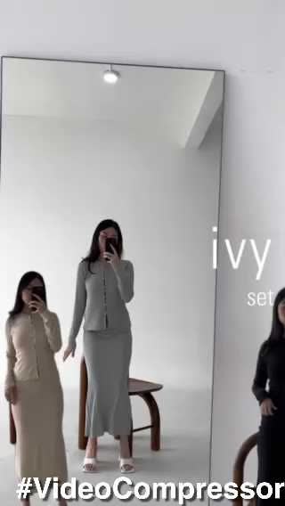 IVY SET -  Baju Setelan Skirt Wanita Longsleeves Knit Set Top OneSet Rok Wanita Ribbed Knit Atasan Tangan Panjang Wanita / SOMA Fit Rib Fit Rib Blazer Stretch Crop Bawahan