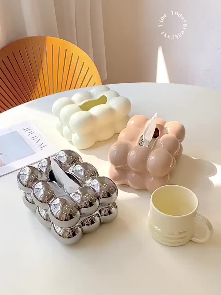 Kotak Tisu / Kotak Laci Marshmallow / Kotak Tisu Keramik  / Ornamen Meja Ruang Tamu Rumah Mewah Ringan/ Kotak Tisu Kreatif Baru