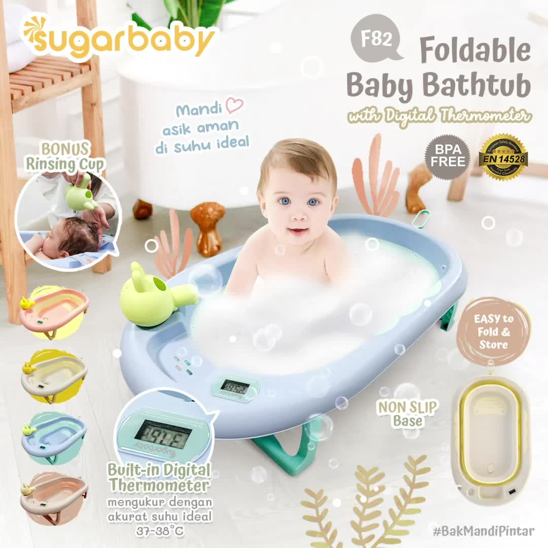 Sugar baby Foldable Baby Bathtub with Digital Thermometer F82/Bak Mandi Lipat Anak