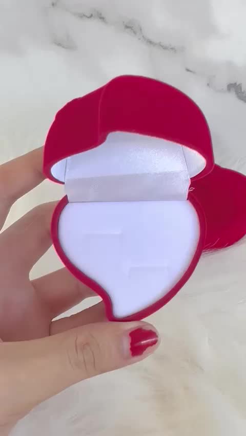 Tempat cincin wedding lamaran box kotak cincin bludru murah karakter hati rose korea untuk 2 cincin