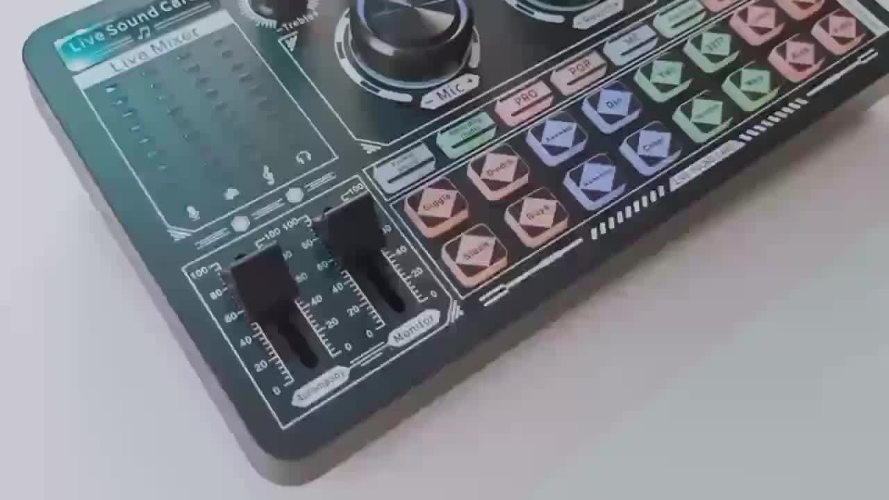 Bonkyo F999 Sound Card Putih Siaran Langsung Peralatan Khusus Mikrofon Bernyanyi Profesional Universal untuk Ponsel dan Komputer