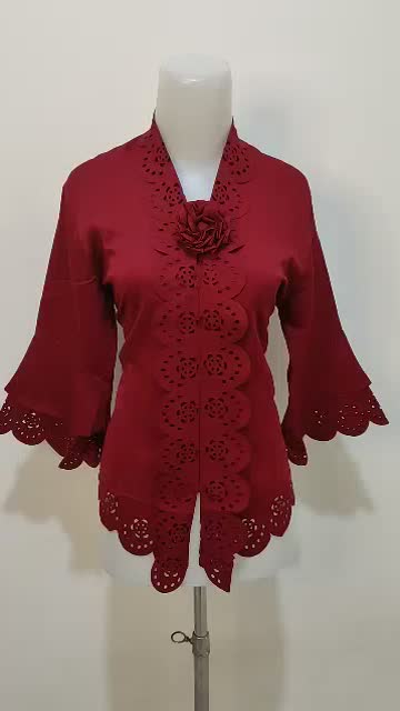 Terbaru Atasan Kebaya Encim Modern/Kebaya Acara Pesta/Kebaya Wisuda Elegan  Gold Hitam Kancing Maroon Kuning Panjang Putih