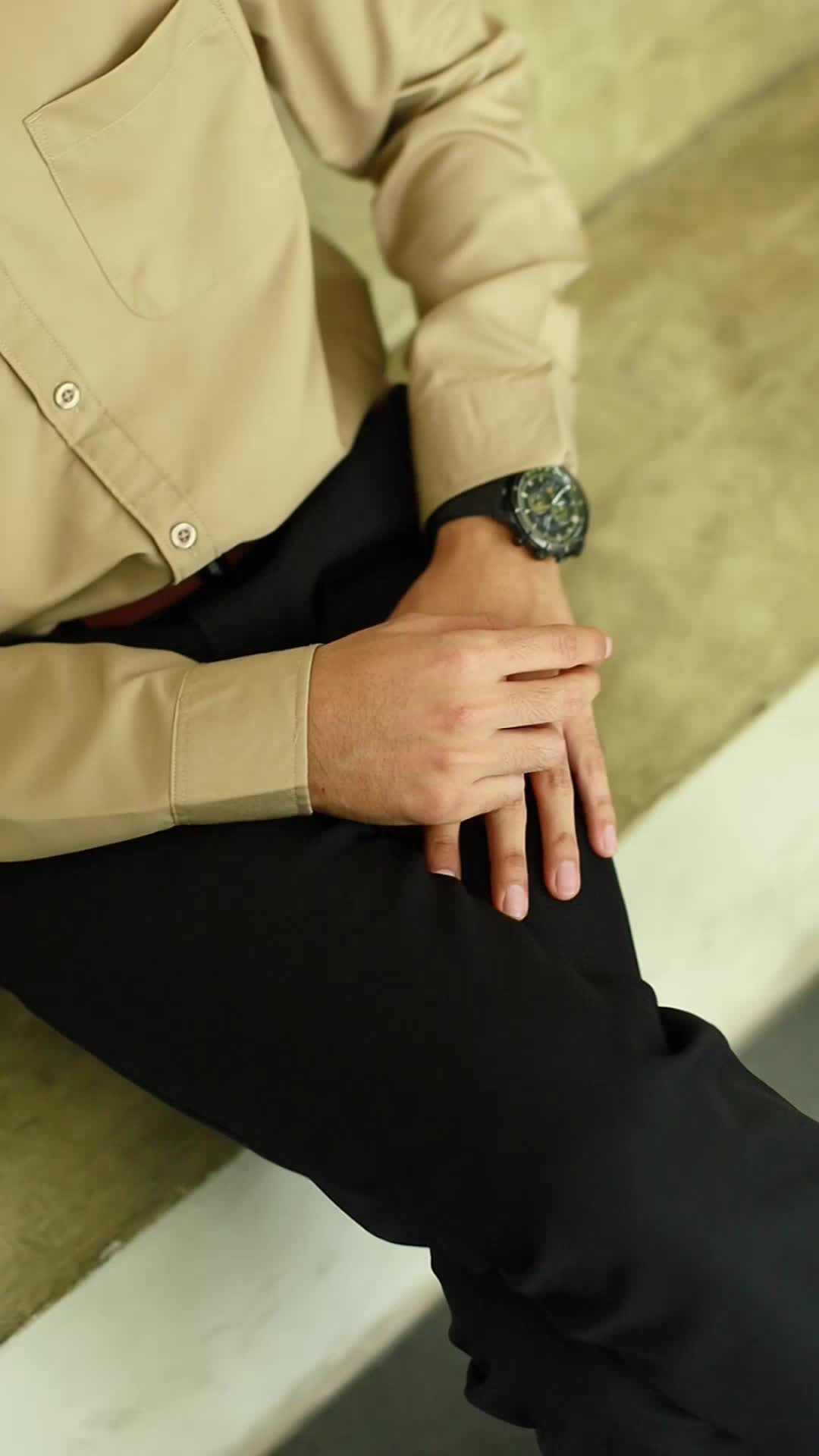MARUSO Kemeja Lengan Panjang Kancing Basic Cream CATCHY#1 Katun Casual Kantor Formal Pria Baju Slimfit Tangan Cream