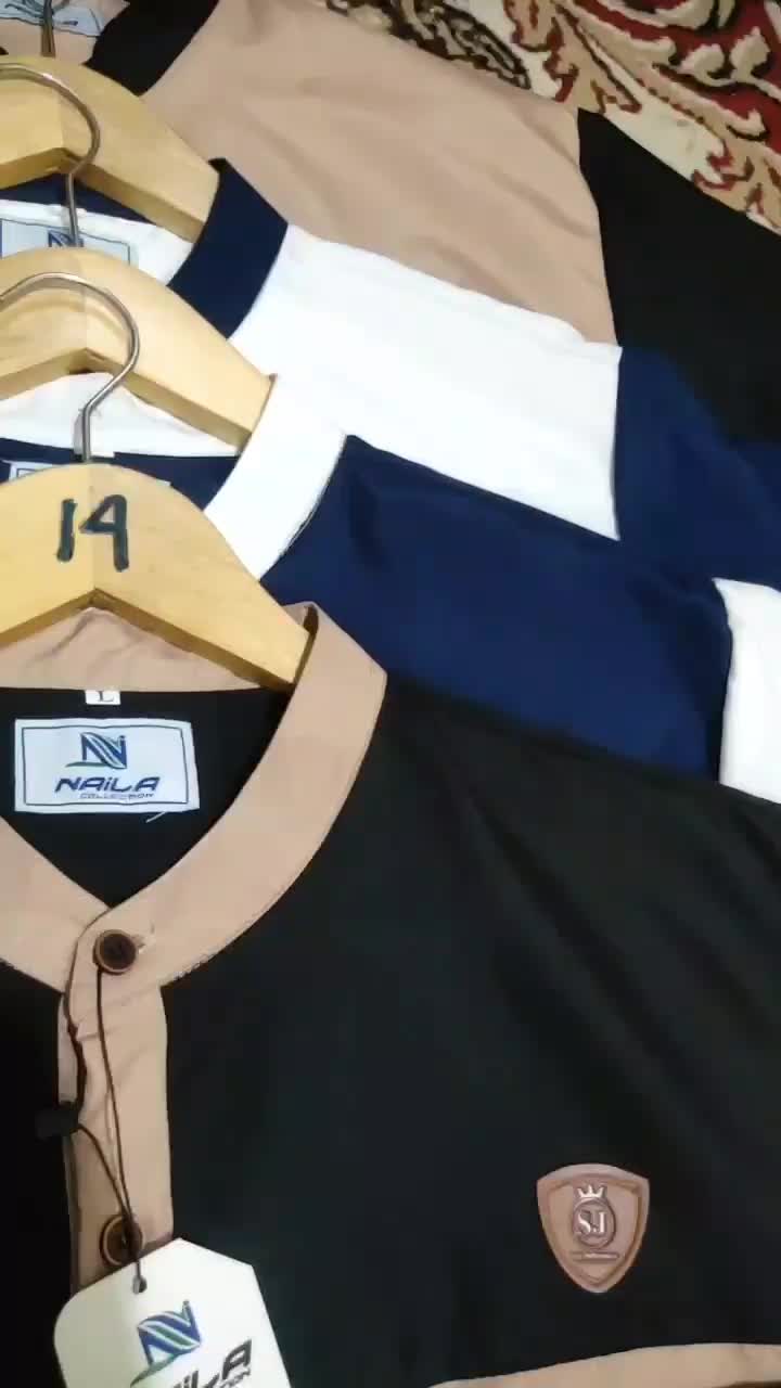 Baju koko kurta pria dewasa kombinasi lis terbaru Muslim lengan pendek full Katun nyaman di pakai