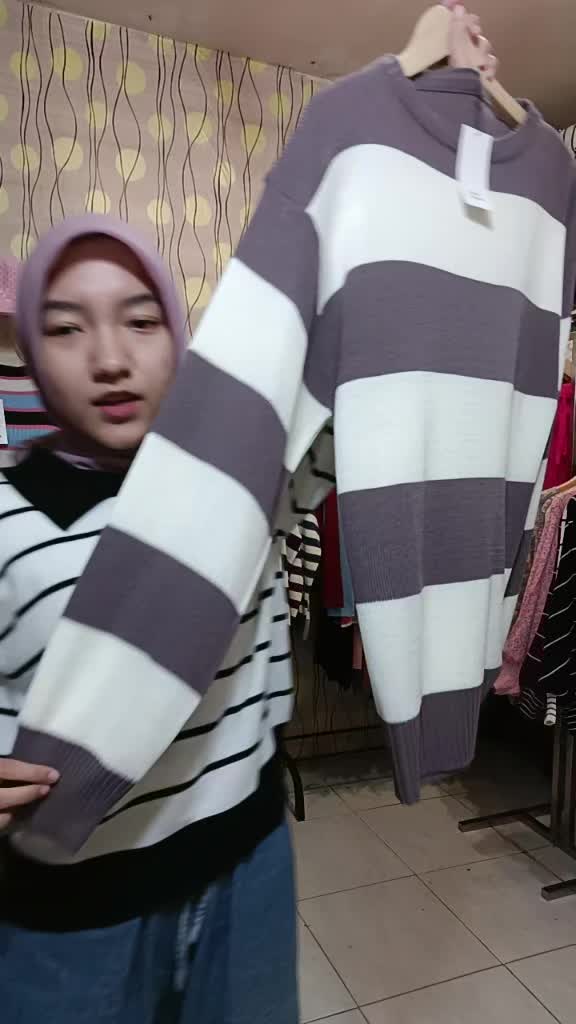 Atasan wanita rajut mayubi | eira rajut knitwer strip Knitwear Panjang  Sweater Outer Lis Baju Top Cewek Casual atasan  rajut Tebal