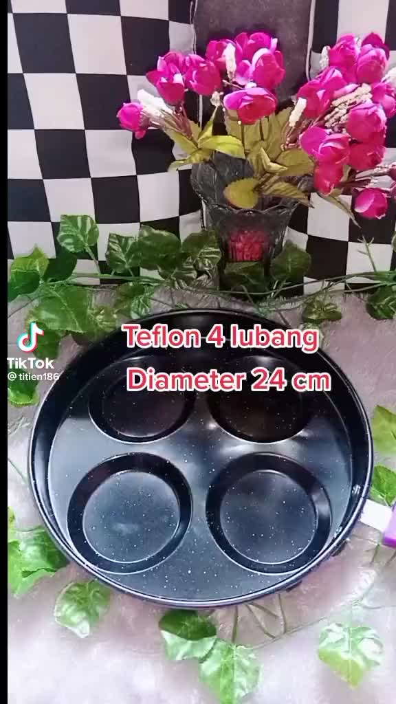 TEFLON TELUR 4 LUBANG SERBAGUNA WARNA/FRYPAN 4 LUBANG DIAMETER 24CM