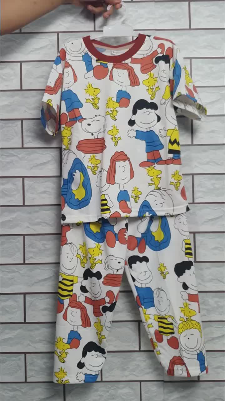 Kiminori RETO.CP Setelan Baju Anak Lengan Pendek Celana Panjang Fashion