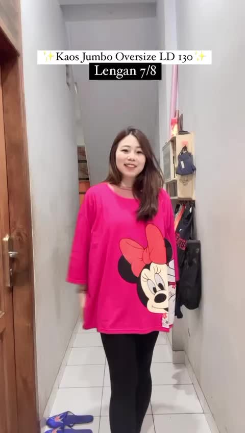 Kaos LD 130-140 cm Lengan 7/8 3/4 Jumbo Gambar Bahan Katun Combed 30s T-Shirt oversize Atasan Lengan 7/8 3/4 Wanita Lengan Panjang Baju Melar   Tebal Tangan Cewek Pendek