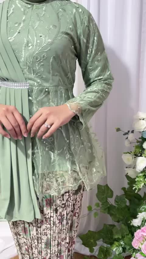 Setelan Kebaya Selendang Aurel Adelia Motif Bunga Atasan Baju Wanita untuk Acara Pesta dan Wisuda Remaja Dewasa - Kondangan, Katun