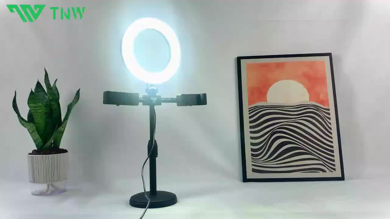 TNW Ring light 16cm+Tripod +2 Holder HP Ring light Tripod Mini Stand HP Live stream Selfie Make Up Vlog Lampu