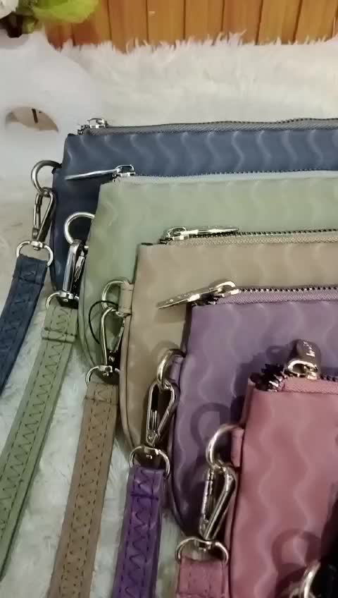 Vast Galeri POUCH MADEENA BY INOE Dompet Wanita Cantik Motif Salur Waterproff Hitam