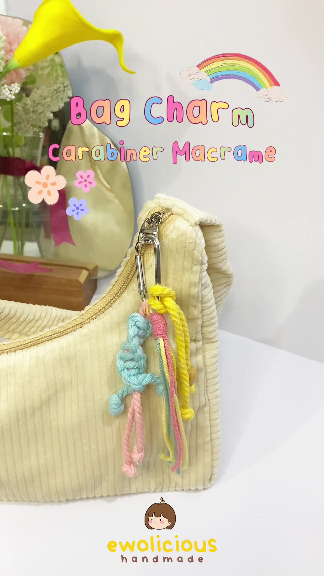 Bag Charm Carabiner Macrame by Ewolicious | Key Chain | Gantungan Tas Kunci | Aksesoris Tas Hiasan Keychain
