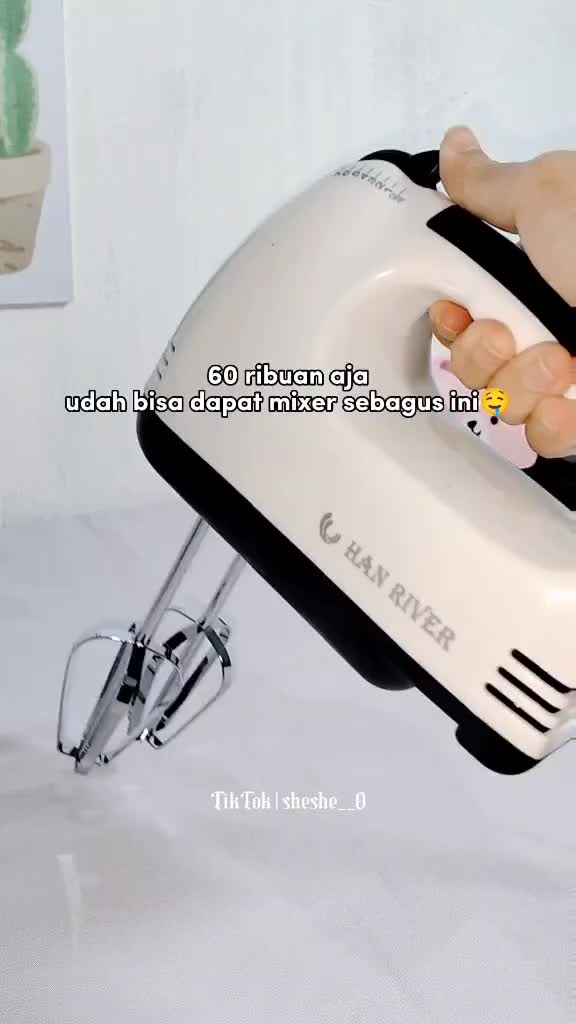 [COD]HAN RIVER Mixer/Hand Mixer HRDDQ01WT- Putih  Alat Pengocok Telor Pengaduk Adonan dengan 7 Kecepatan Otomatis Garansi Resmi  1 Tahun Peralatan