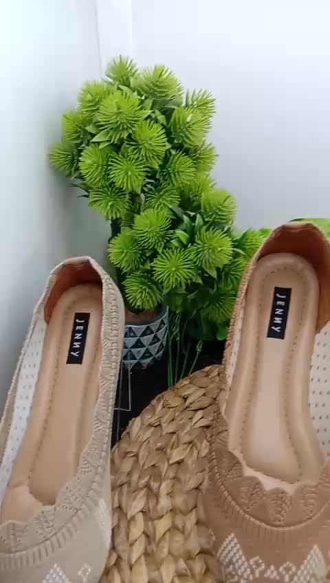SANDAL SEPATU WANITA FLATSHOES MUKA RAJUT IMPORT JTB-11