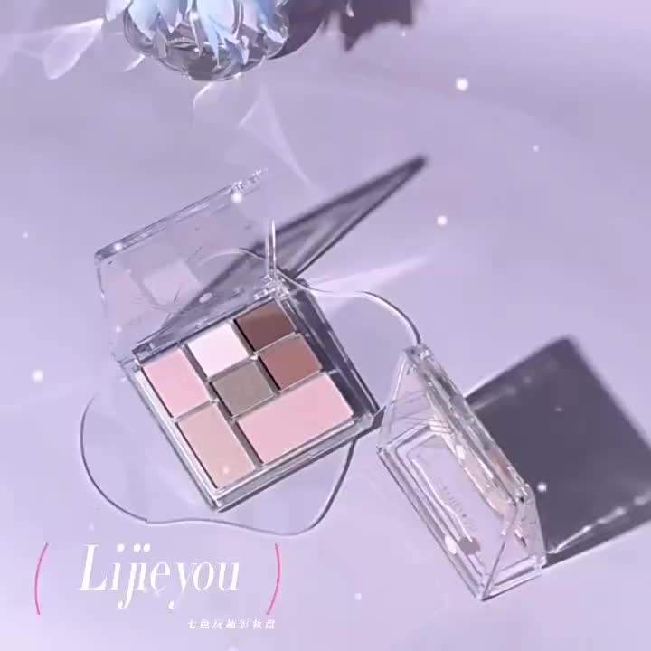 (COD)Geometric 7 color earth mermaid color pumpkin grapefruit matte pearl eye shadow import murah Eyeshadow Palette Glitter