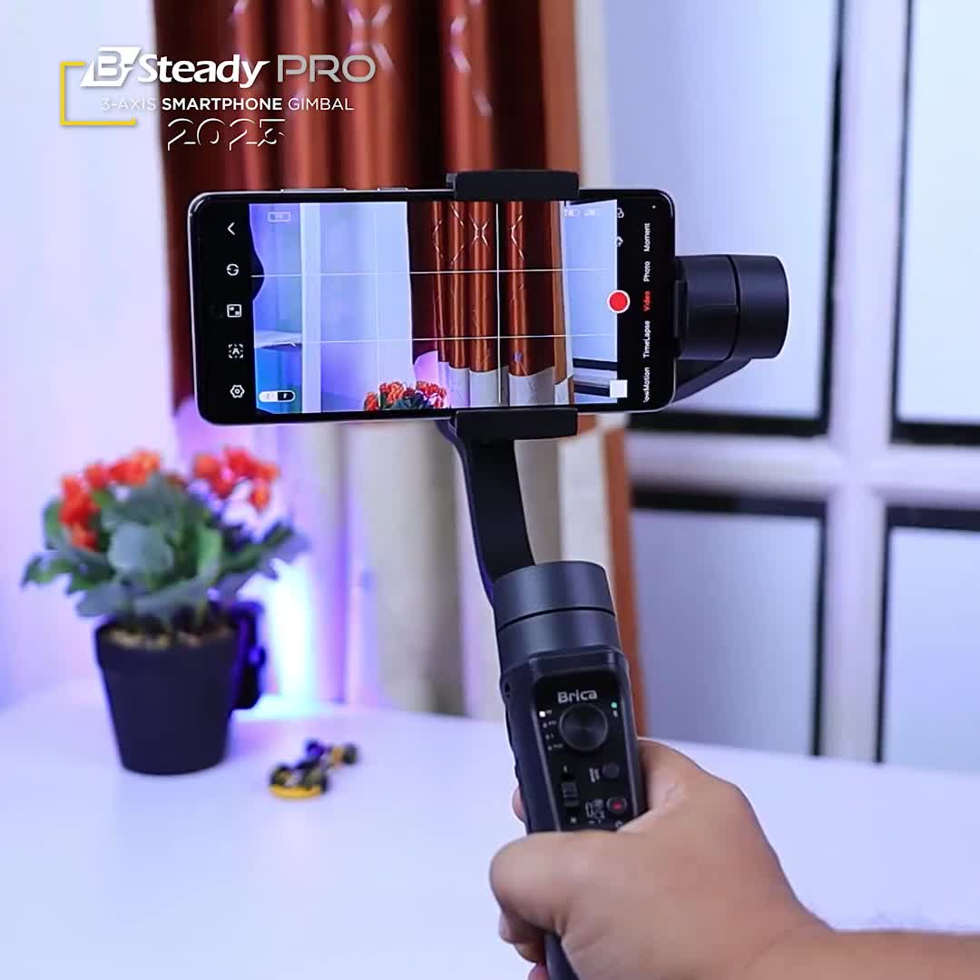 Brica B-Steady Pro 2024 3 Axis Stabillizer Gimbal Smartphone - Free Kaos Exclusive - Garansi Resmi 1 Tahun