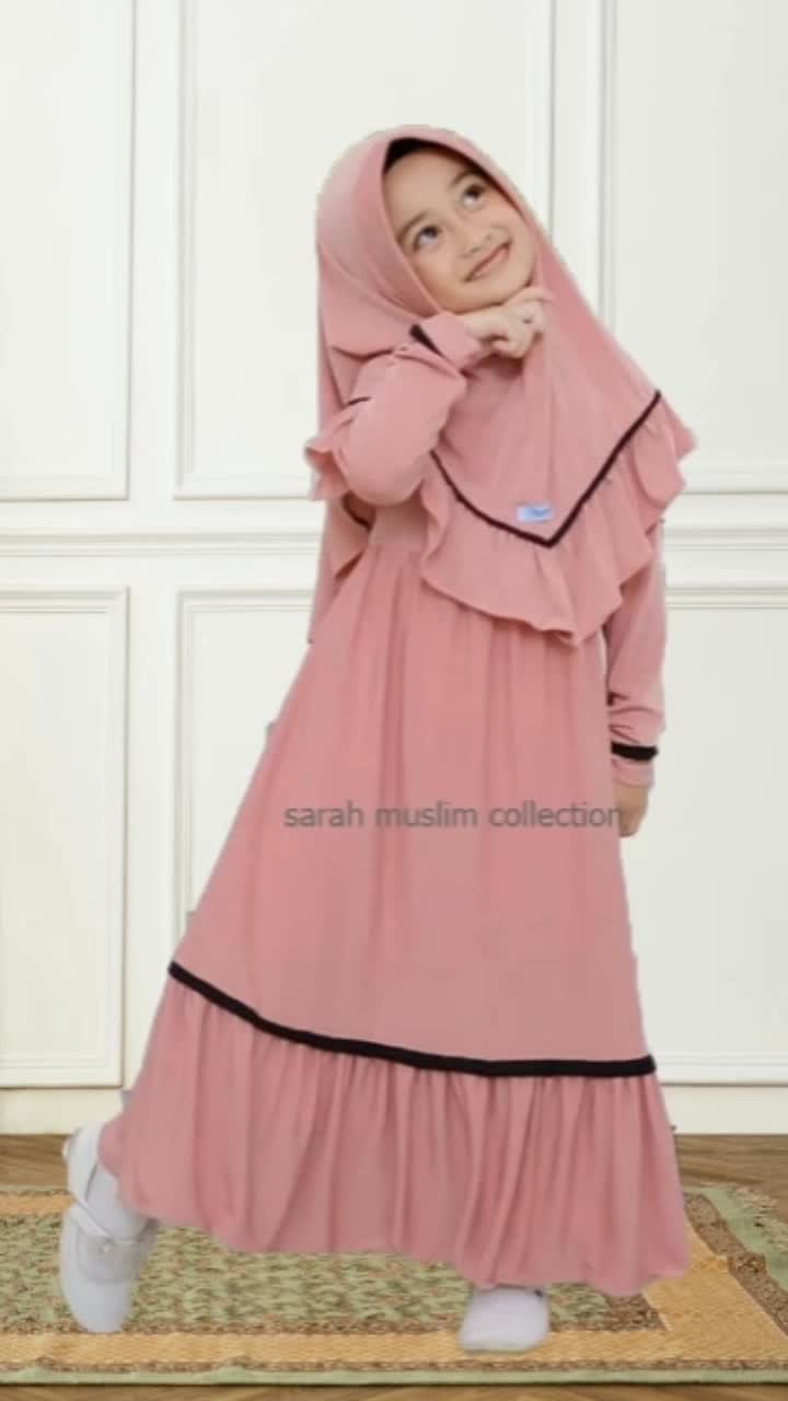 belinda kids gamis anak perempuan untuk 2 sampai 10 tahun free hijab kerudung Muslim Syari Dress Setelan Baju Tanggung Remaja
