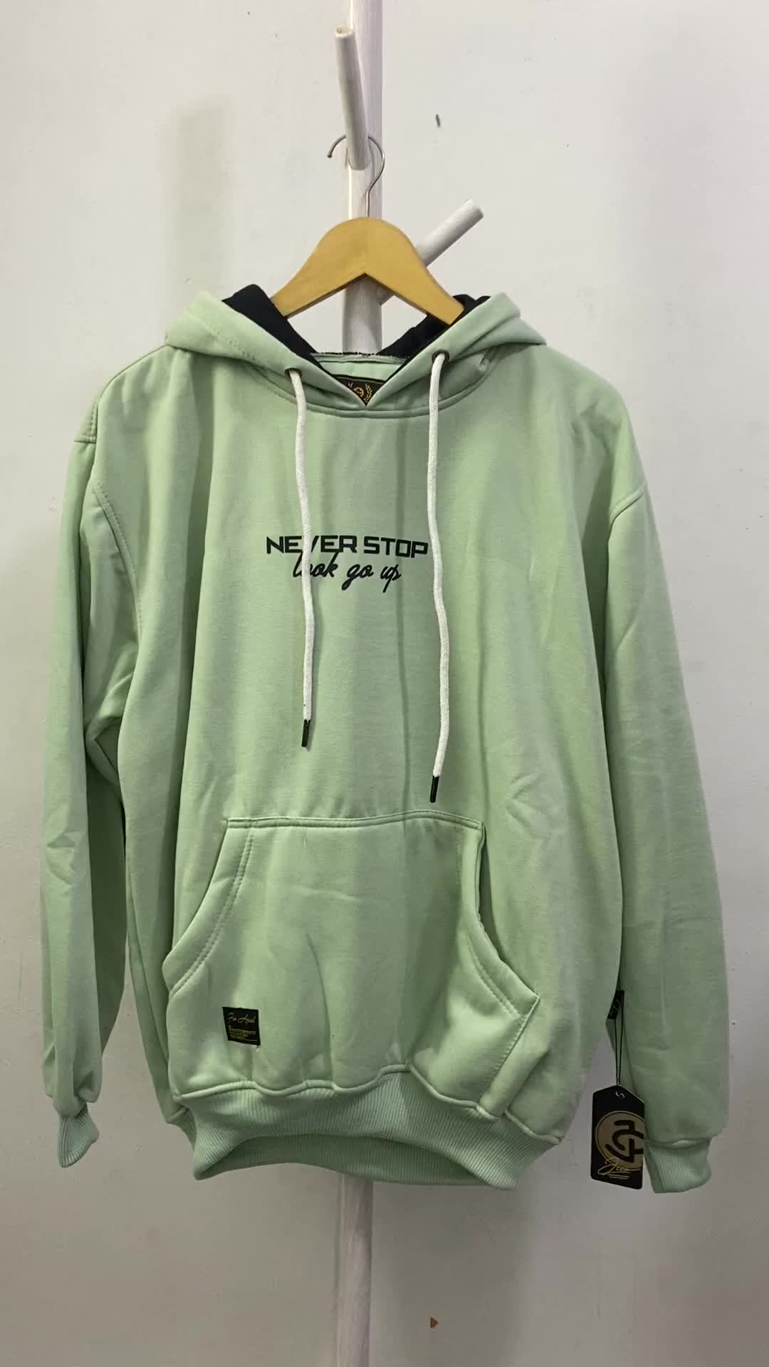 Hodie Pria Bigsize M L XL XXL Brand JICO Distro Bahan katun fleece List Never Stop Warna Mint Sweater Hoodie Oversize