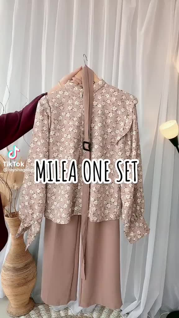Milea One Set Hijab Style | Setelan Shakila Mix Crinkle Terbaru 2023 Kombinasi | Free Belt