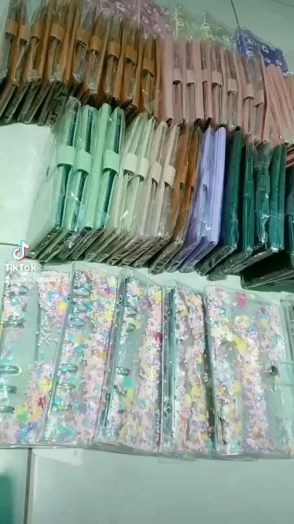 PAKET BINDER MENABUNG A6 DAISY TRANSPARAN SEQUIN MANIK TRANSPARAN RING WARNA AMPLOP Kertas Paper Foto