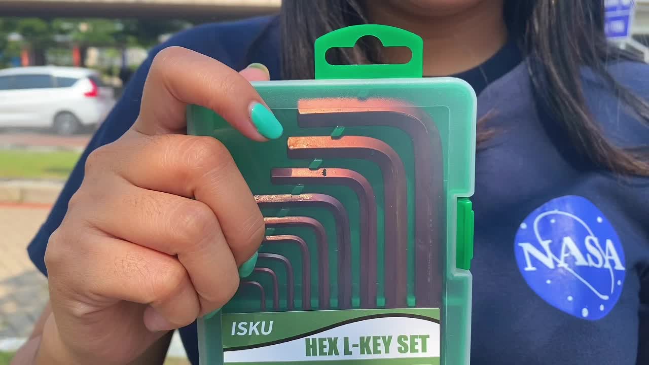 ISKU Kunci L Set Ballpoint Panjang 9 PCS ( 1.5 - 10 MM ) Bahan S2 Tidak berkarat Kunci L Set panjang