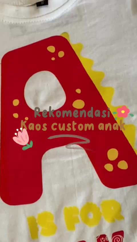 Baju Kaos Anak Laki laki Perempuan lengan pendek Custom Nama bahan Cotton combed 30s sablon DTF Fashion