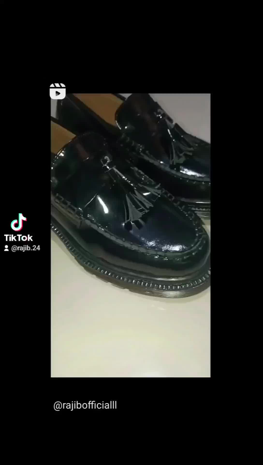 sepatu kulit asli loafers tassel - RAJIB Hitam Pria/Wanita Karet Flat