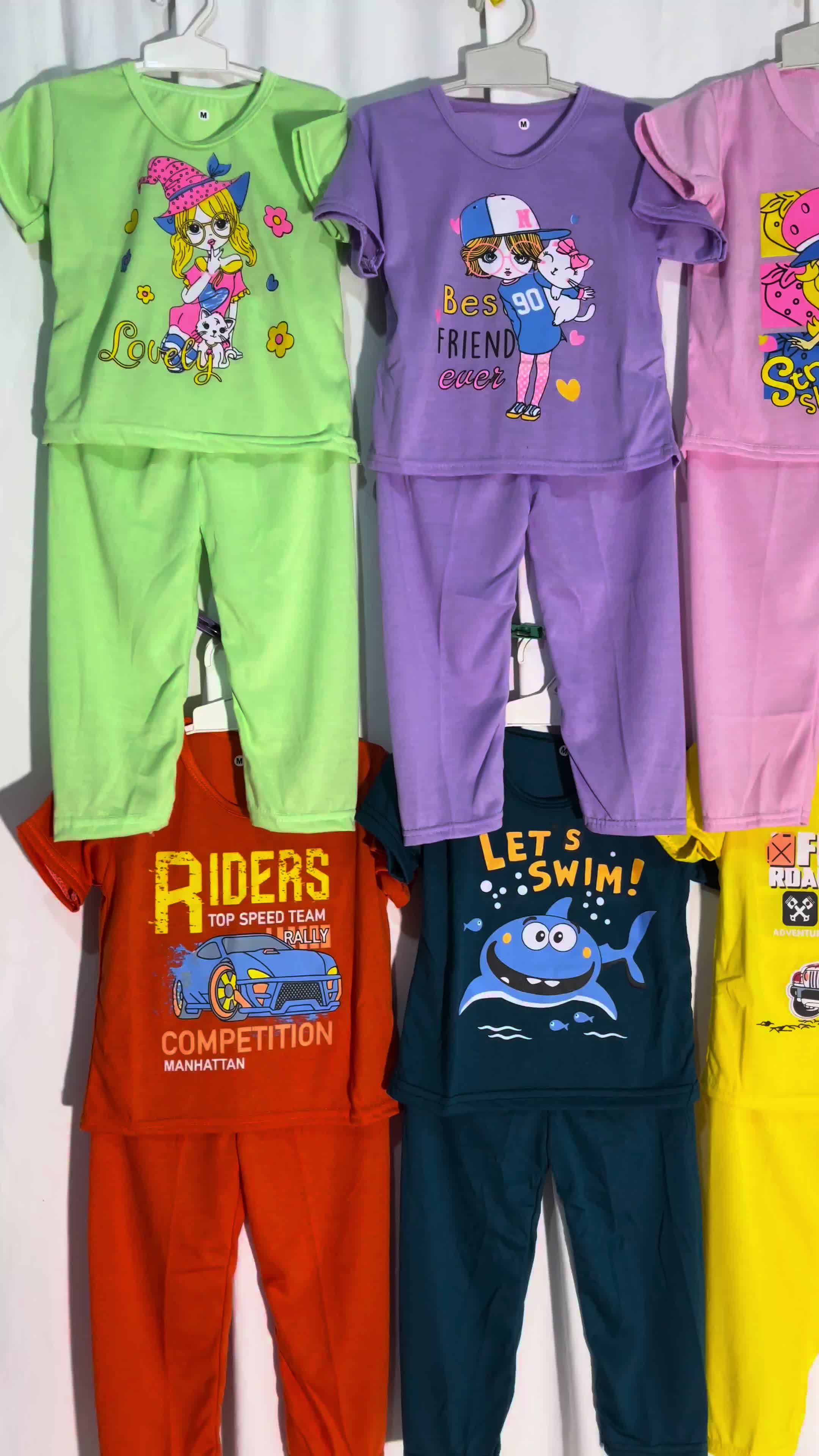 PAKET 8 SETEL Setelan Baju Tidur Anak Laki Laki Perempuan Stelan Kaos Cowok Cewek Celana Panjang 4 5 Tahun. 32 Motif Fashion