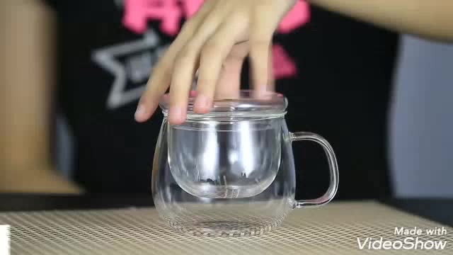 Gelas Saring Teh Cangkir Teh Tea Cup Mug with Infuser Filter Tutup Kayu / Tutup Kaca Minuman Kopi