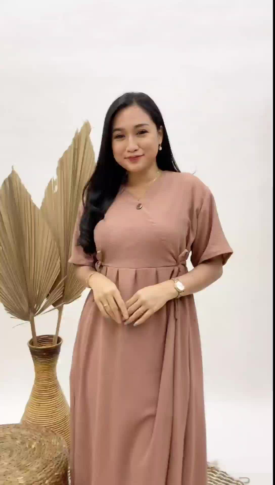 Daster Kimono Polos Crinkel Airflow Ld 115 Busui Kancing Nyaman Adem Crinkle Samping Santai Dress Pendek Panjang Bumil