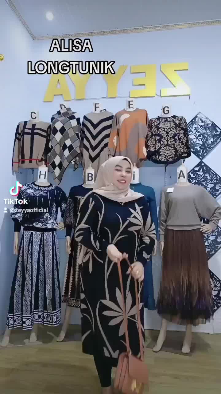 ALISA LONGTUNIK DRESS TUNIK RAJUT HALUS WANITA MOTIF SANTAI Melar Panjang Muslim  Atasan  Dewasa Nyaman Lembut