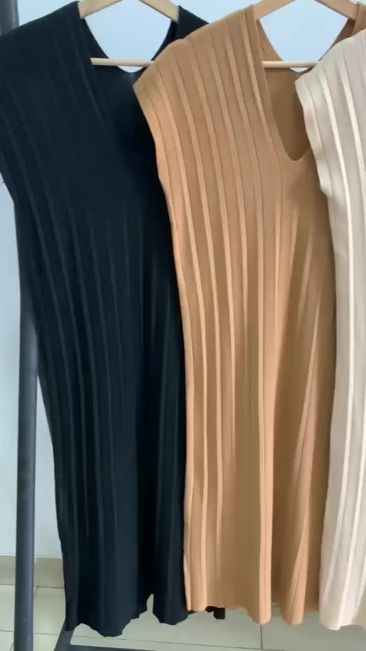 Deep V-Neck Loose Knit Dress