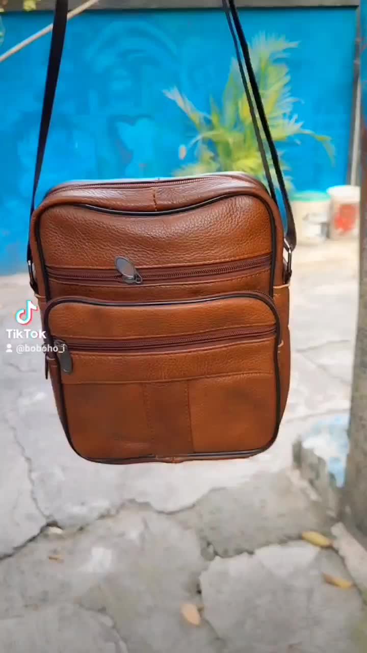 tas kulit sapi pria wanita tas pinggang Selempang tas zaman sekarang bisa cod