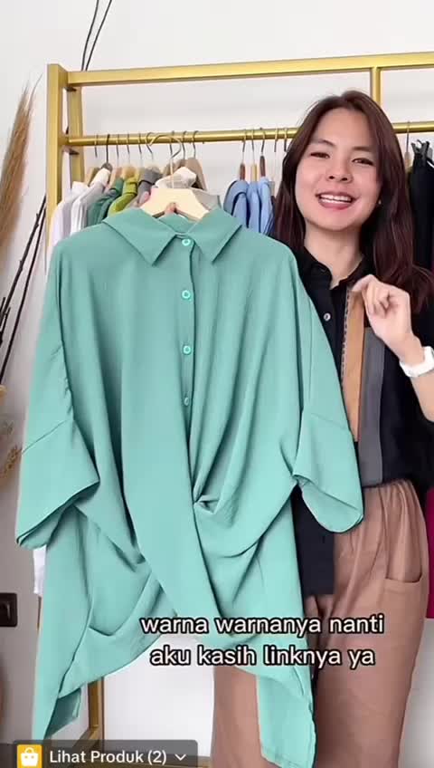 ARSYANA BLOUSE / FLOTTILICIOUS / Oversize / Atasan Jumbo Kiyowo / Lingkar Dada 140 cm / Busui Friendly / Baju kain Airflow Crinkle Tebal /  casual wanita Kancing Kerja Panjang Tangan