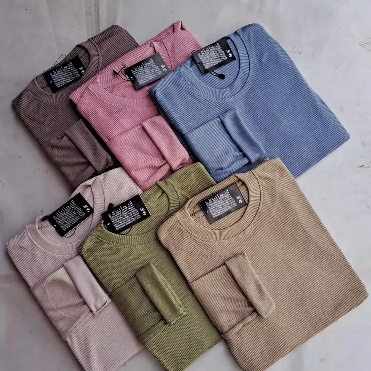 kaos polos lengan panjang unisex bahan knit rib premium Atasan Wanita Melar Fit Tangan